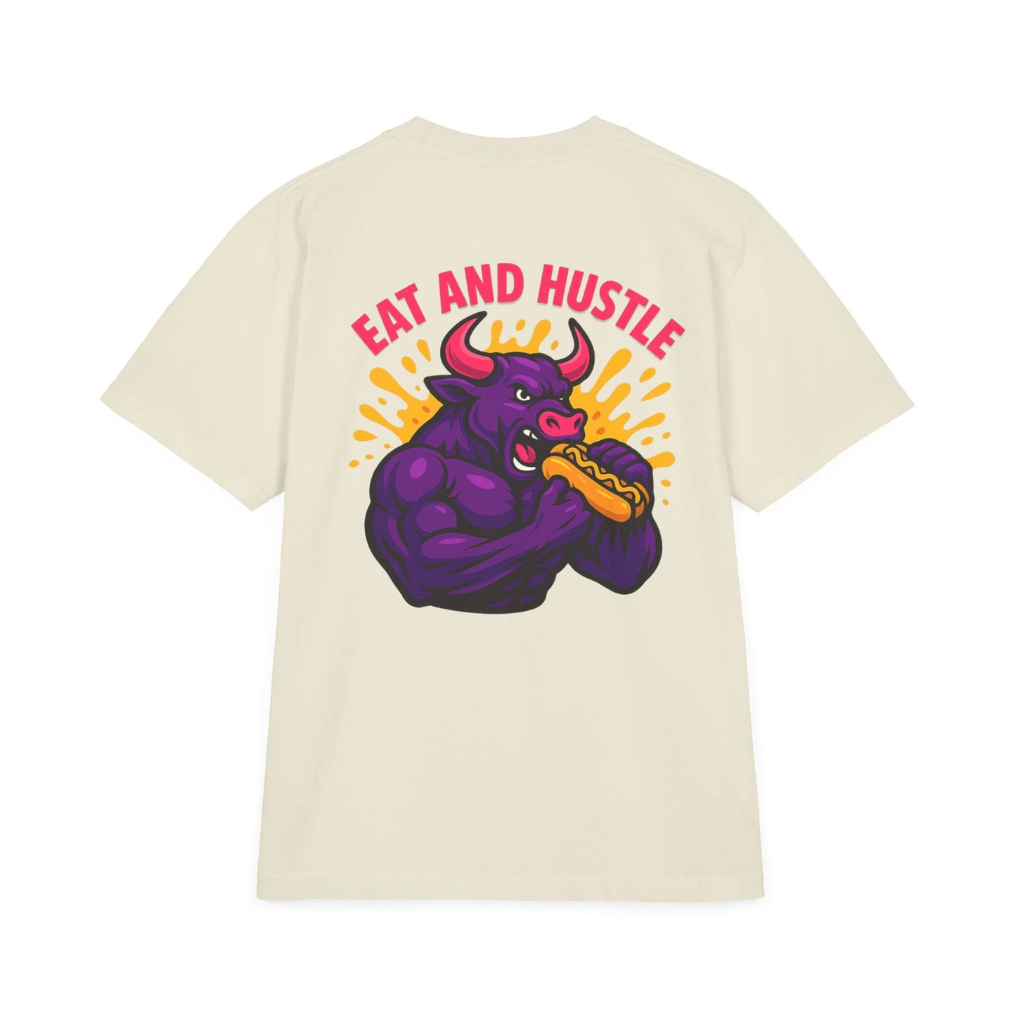 Eat and Hustle Graphic T-Shirt, Casual Tee, Motivational Apparel, Gift for Food Lovers, Unisex Streetwear, Funny Workout Shirt