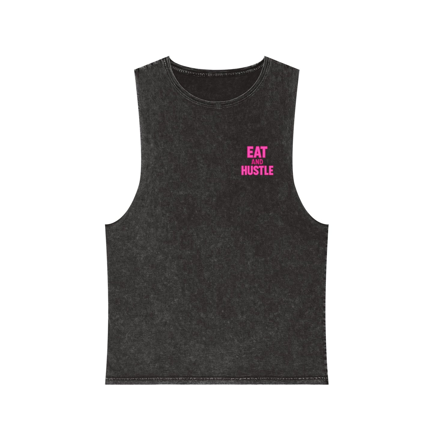 Unisex Stonewash Tank Top - Eat and Hustle, Casual Summer Wear, Gym Tank, Unique Gift, Fitness Apparel, Trendy Streetwear