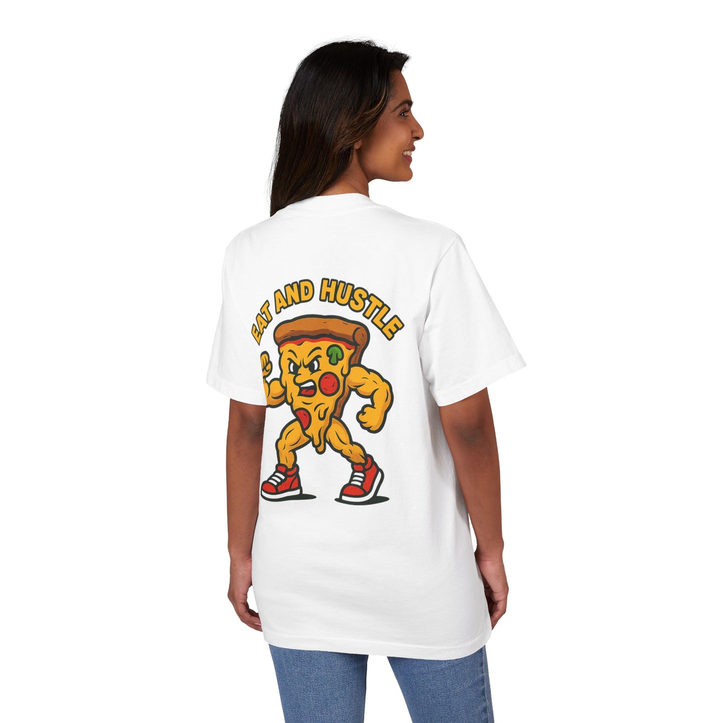 Pizza Power Unisex T-Shirt - Eat Hustle Graphic Tee, Funny Food Shirt, Casual Wear, Gift for Foodies, Urban Style