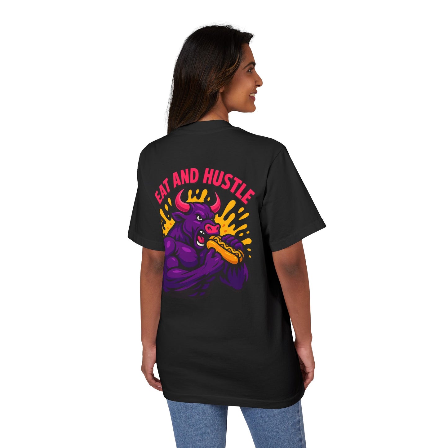 Eat and Hustle Graphic T-Shirt, Casual Tee, Motivational Apparel, Gift for Food Lovers, Unisex Streetwear, Funny Workout Shirt