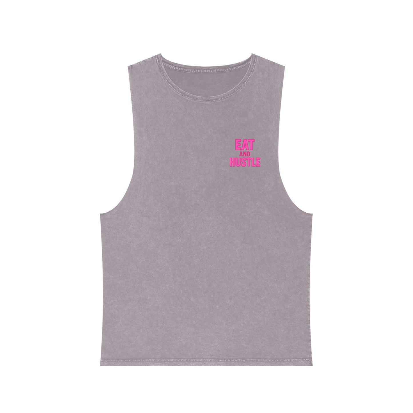 Unisex Stonewash Tank Top - Eat and Hustle, Casual Summer Wear, Gym Tank, Unique Gift, Fitness Apparel, Trendy Streetwear