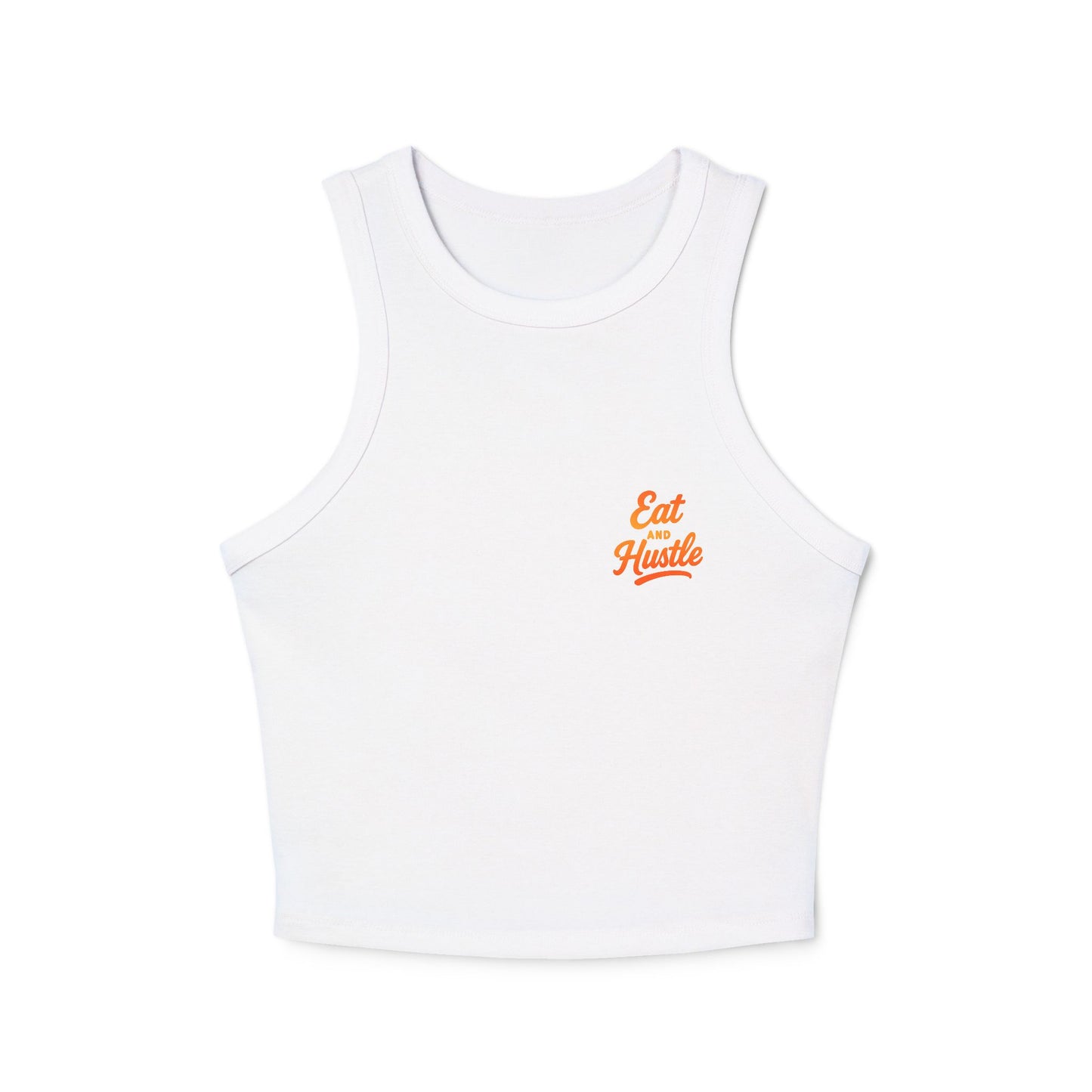 Eat and Hustle Women's Micro Rib Racer Tank Top, Motivational Workout Tee, Fitness Apparel, Gym Wear, Summer Style, Casual Outfit