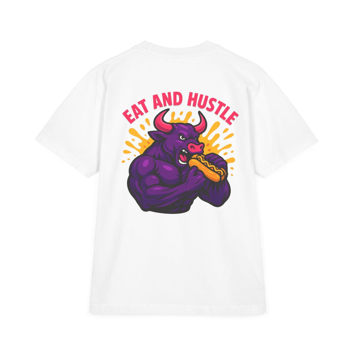 Eat and Hustle Graphic T-Shirt, Casual Tee, Motivational Apparel, Gift for Food Lovers, Unisex Streetwear, Funny Workout Shirt