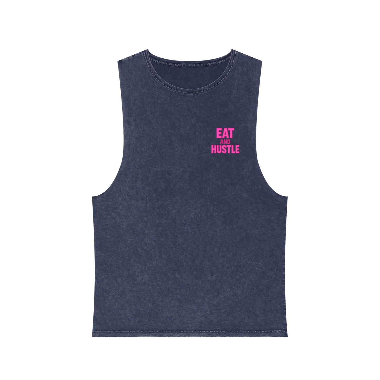 Unisex Stonewash Tank Top - Eat and Hustle, Casual Summer Wear, Gym Tank, Unique Gift, Fitness Apparel, Trendy Streetwear