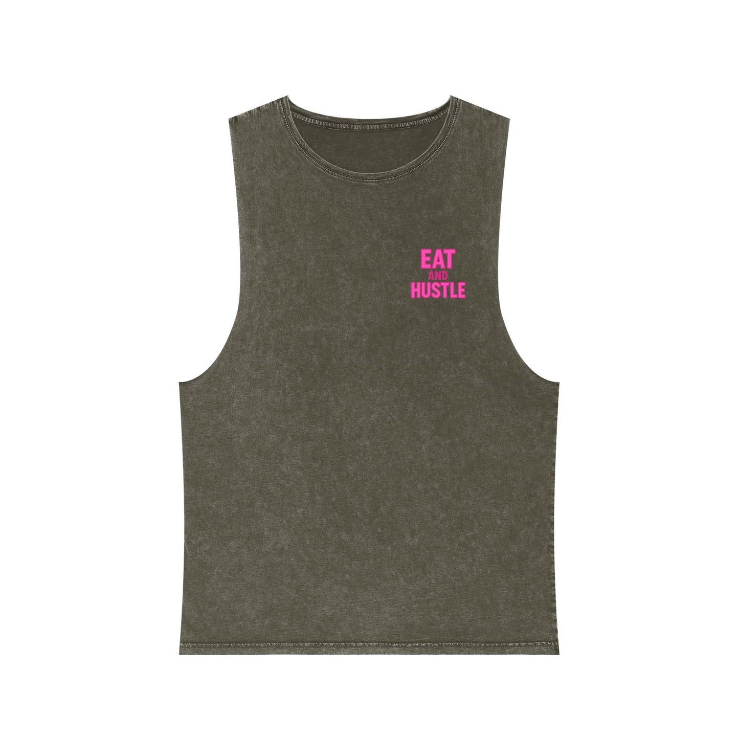 Unisex Stonewash Tank Top - Eat and Hustle, Casual Summer Wear, Gym Tank, Unique Gift, Fitness Apparel, Trendy Streetwear
