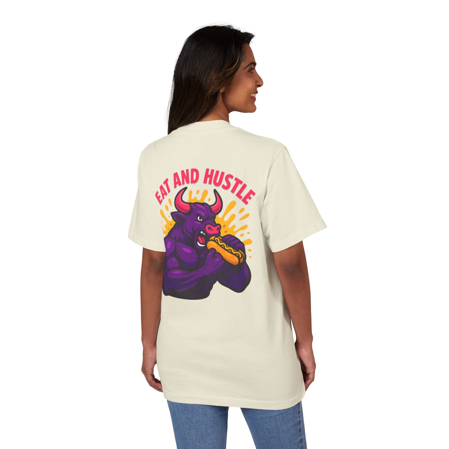 Eat and Hustle Graphic T-Shirt, Casual Tee, Motivational Apparel, Gift for Food Lovers, Unisex Streetwear, Funny Workout Shirt