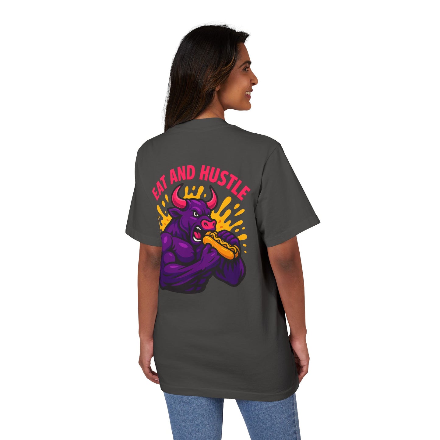 Eat and Hustle Graphic T-Shirt, Casual Tee, Motivational Apparel, Gift for Food Lovers, Unisex Streetwear, Funny Workout Shirt