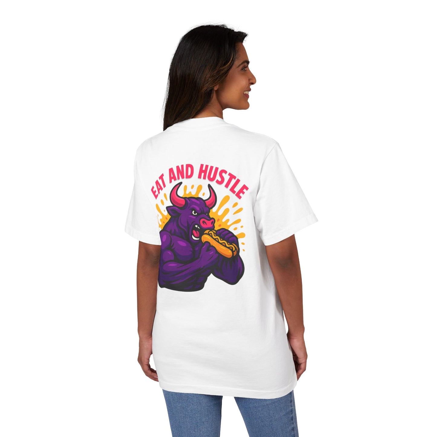Eat and Hustle Graphic T-Shirt, Casual Tee, Motivational Apparel, Gift for Food Lovers, Unisex Streetwear, Funny Workout Shirt