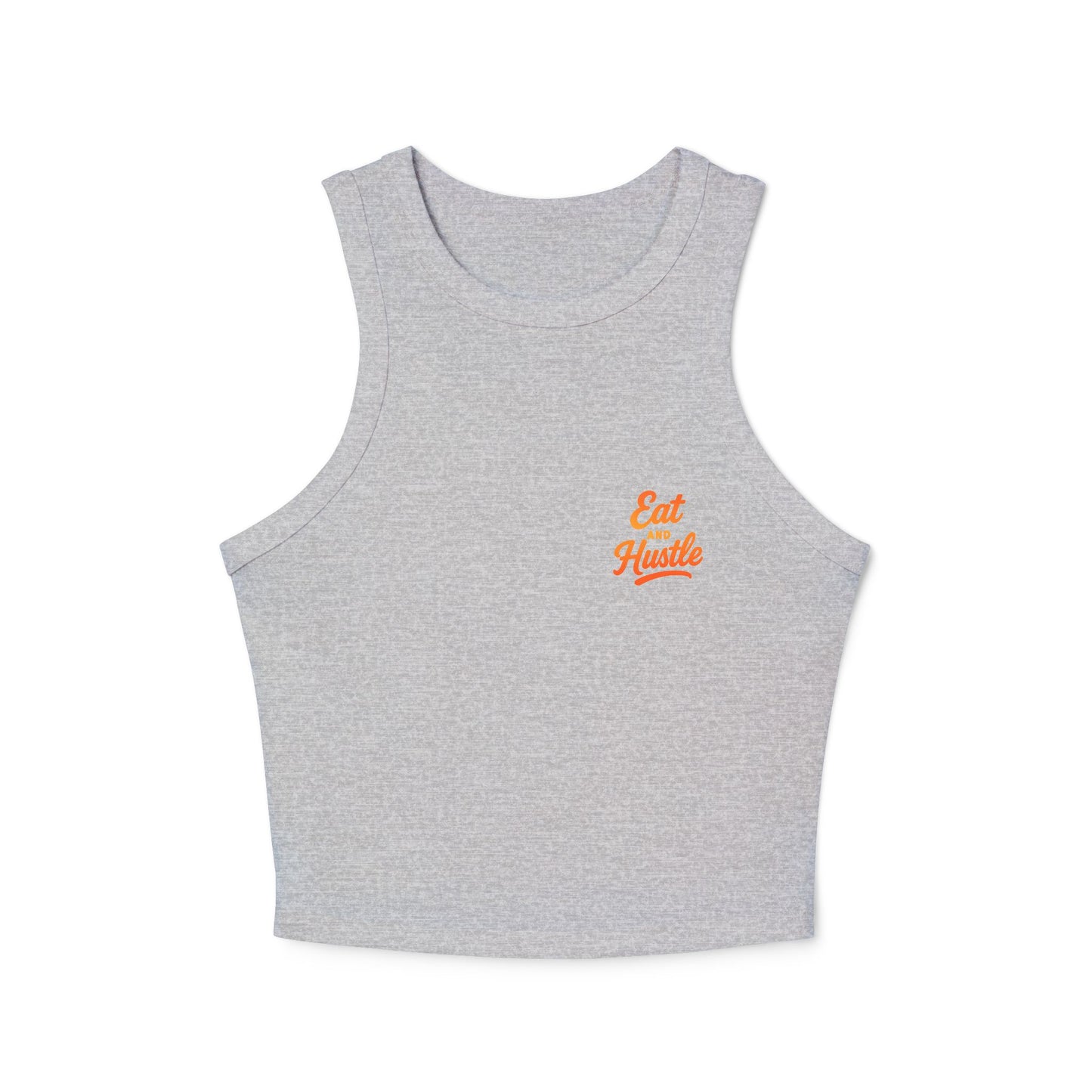 Eat and Hustle Women's Micro Rib Racer Tank Top, Motivational Workout Tee, Fitness Apparel, Gym Wear, Summer Style, Casual Outfit
