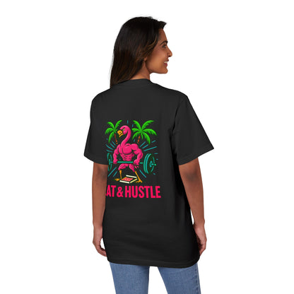 Eat & Hustle Fitness Tee, Unisex Workout Shirt, Graphic Athletic T-Shirt, Motivational Gym Clothing, Casual Summer Top