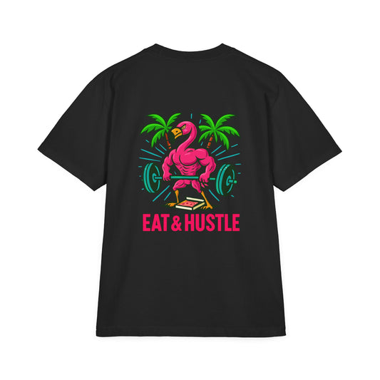 Eat & Hustle Fitness Tee, Unisex Workout Shirt, Graphic Athletic T-Shirt, Motivational Gym Clothing, Casual Summer Top