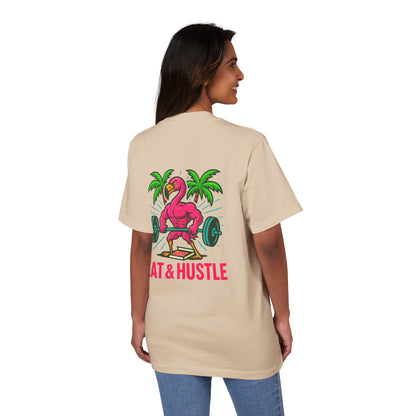 Eat & Hustle Fitness Tee, Unisex Workout Shirt, Graphic Athletic T-Shirt, Motivational Gym Clothing, Casual Summer Top