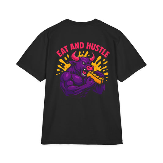 Eat and Hustle Graphic T-Shirt, Casual Tee, Motivational Apparel, Gift for Food Lovers, Unisex Streetwear, Funny Workout Shirt