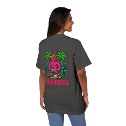 Eat & Hustle Fitness Tee, Unisex Workout Shirt, Graphic Athletic T-Shirt, Motivational Gym Clothing, Casual Summer Top